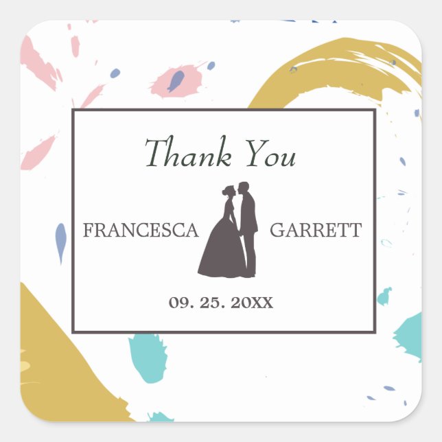 Gray Silhouette Square Sticker (Front)