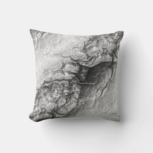 Gray & Silver Abstract Textured Pattern Throw Pillow (Front)
