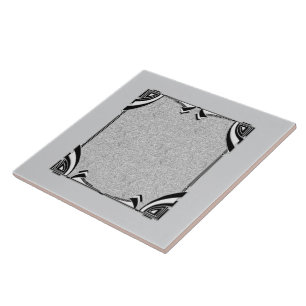 Gray/Silver and Black Style Art Deco Ceramic Tile. Tile