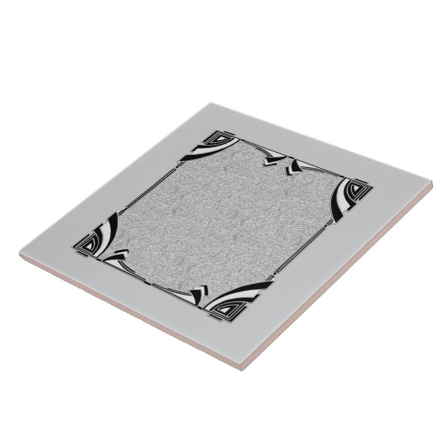 Gray/Silver and Black Style Art Deco Ceramic Tile. Tile (Side)