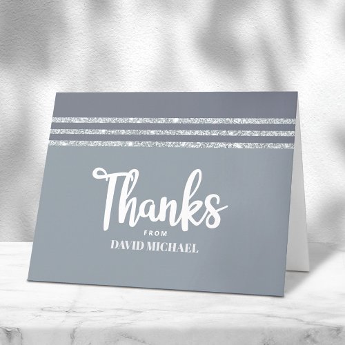 Gray Silver Bar Mitzvah Tallit Modern Bold Script
