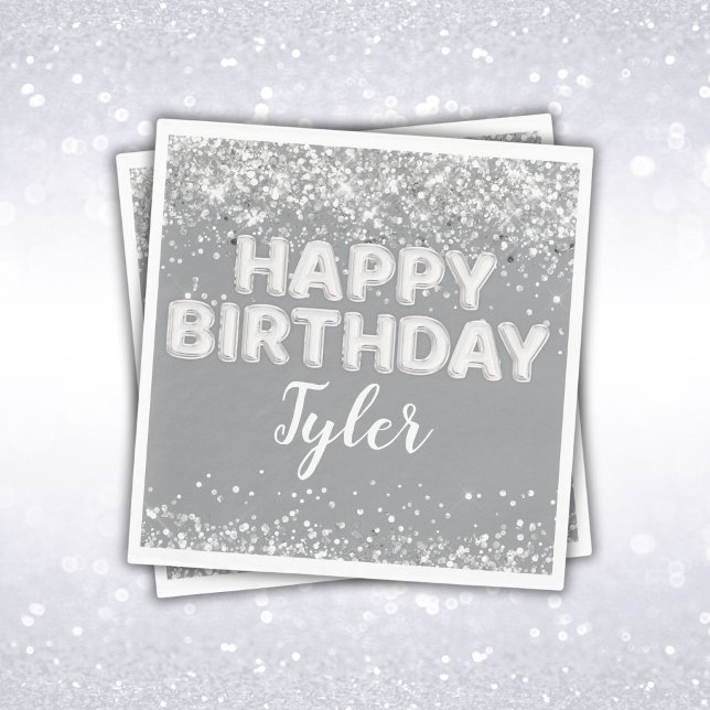 Gray Silver Birthday Party Napkins (Creator Uploaded)