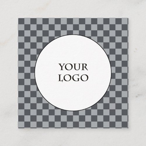 Gray  Silver Checks Pattern  Logo Square Business Card
