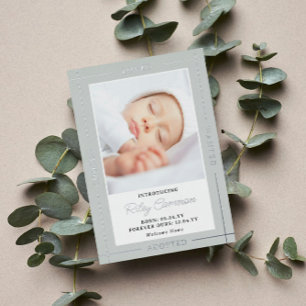 Gray Silver Chosen Loved Introducing Adopted Baby Foil Invitation
