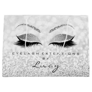 Gray Silver Eyes Lashes Makeup Glitter Grey Ombre Large Gift Bag