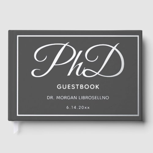 Gray Silver Foil PhD Graduation  Foil Guest Book