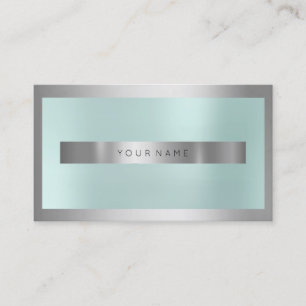 Gray Silver Glass Frame Metallic Minimal Aqua Business Card