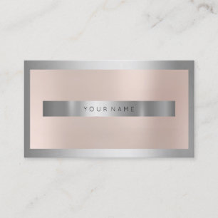Gray Silver Glass Frame Metallic Minimal Pink Business Card