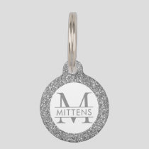 Gray Silver Glitter Pink Sparkle Pretty Pet ID Tag