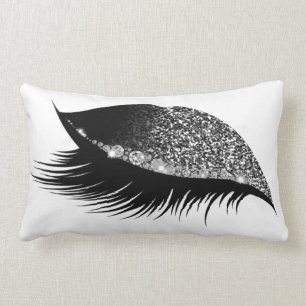 Gray Silver Glitter Sleep Makeup Eye Lash Right Lumbar Pillow
