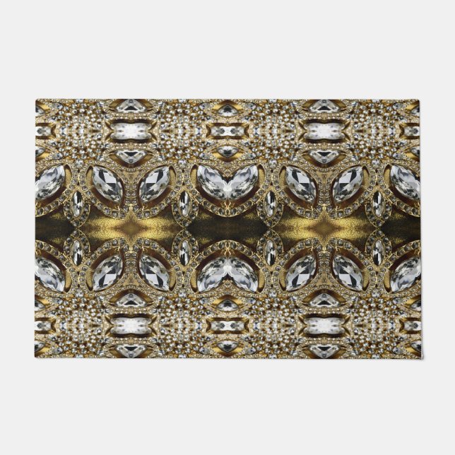gray silver gold and black art deco pattern doormat (Front)