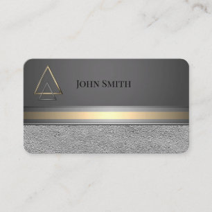 Gray Silver Gold Copper Men Logo Business Cards