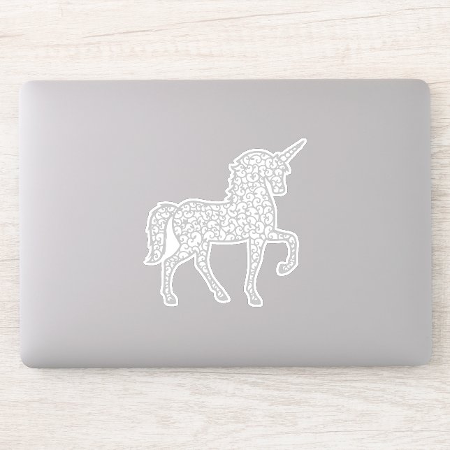 Gray Silver lace unicorn Sticker (Computer)