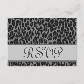 Gray Silver Leopard Print RSVP Wedding Response