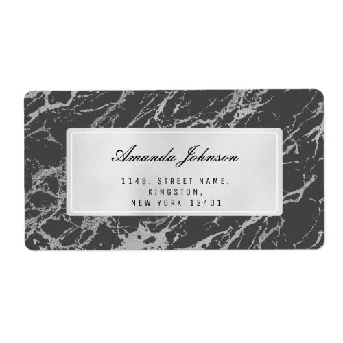 Gray Silver Marble Abstract Elegant Graphite RSVP Label