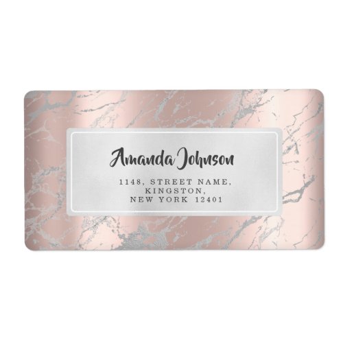 Gray Silver Marble Abstract Elegant Rose RSVP Label