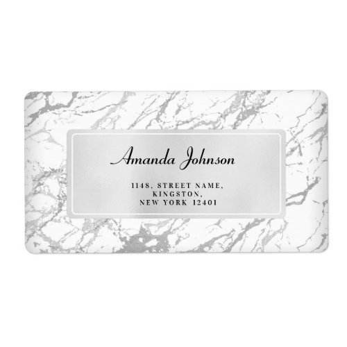 Gray Silver Marble Abstract Elegant  RSVP Label