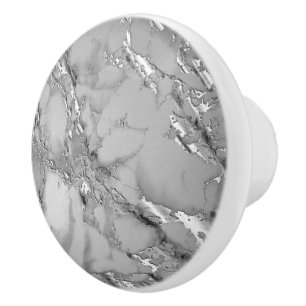 Gray Silver Marble Ceramic Knob