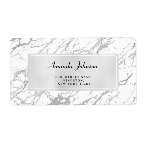 Gray Silver Marble Stone Return Address Label RSVP