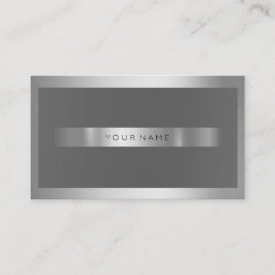 Gray Silver Metallic Frame Minimal Monochromatic Business Card
