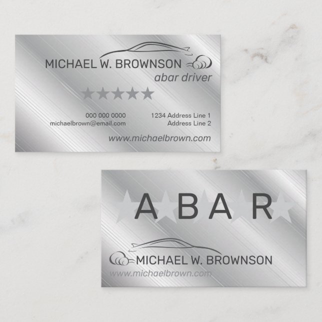Gray Silver Minimal Driver car auto Business Card (Front/Back)