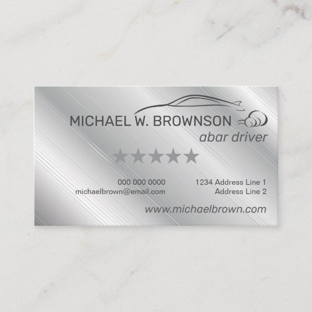 Gray Silver Minimal Driver car auto Business Card (Front)