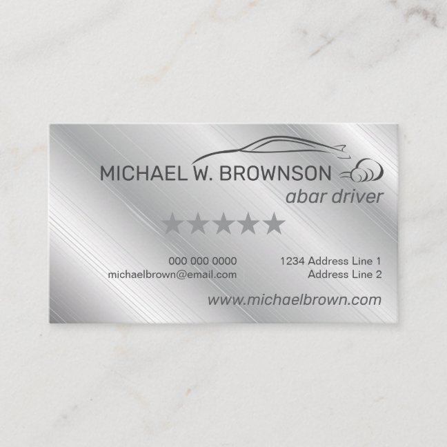 Gray Silver Minimal Driver car auto Business Card