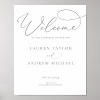 Gray Silver Minimalist Rehearsal Dinner Sign