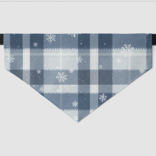 Gray & Silver Minimalist Snowflake Plaid Pet Bandana Collar