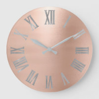 Gray Silver Pink Rose Gold Metallic Roman Numer
