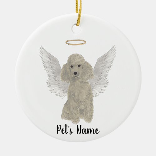 Gray Silver Poodle Sympathy Memorial Ceramic Ornament