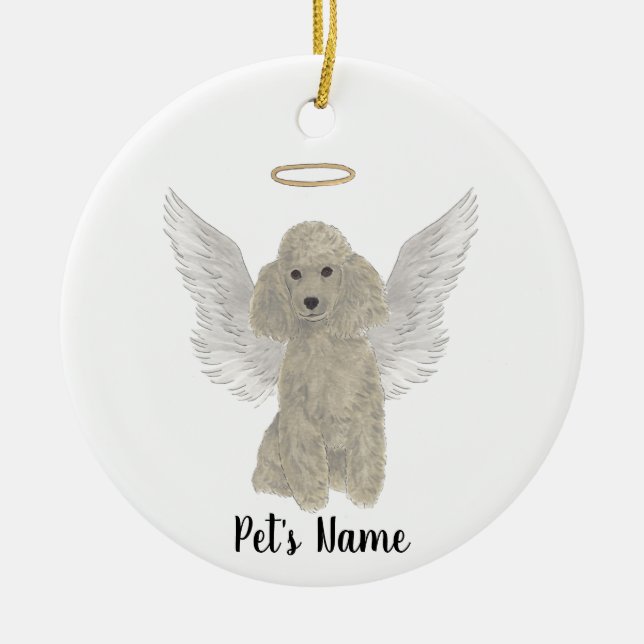 Gray Silver Poodle Sympathy Memorial Ceramic Ornament (Front)