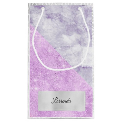 Gray Silver Purple Violet Marble White Spark Paste Small Gift Bag