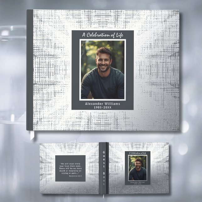 Gray Silver Real Foil Funeral Guest Books Texture (Creator Uploaded)