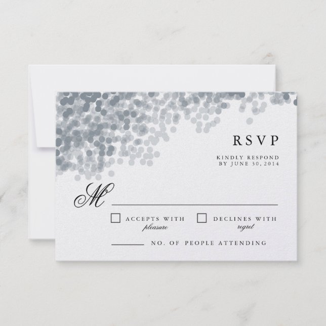 Gray Silver Shimmer | Pretty RSVP Response Cards (Front)