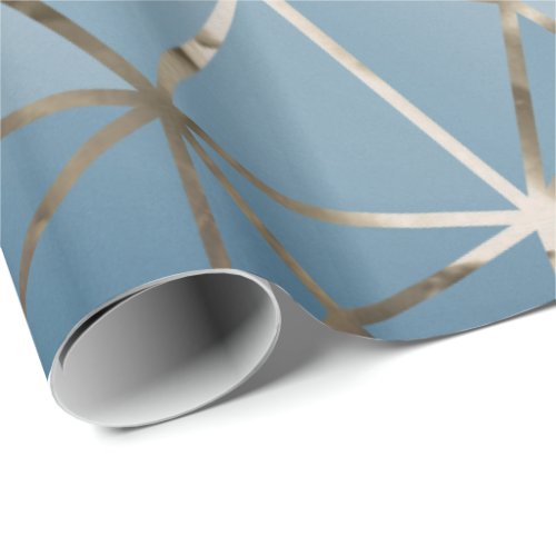 Gray Silver Triangles Diamond Blue Hexagon Geometr Wrapping Paper