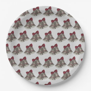 Gray Silver Wedding Bells Marriage Anniversary Paper Plates