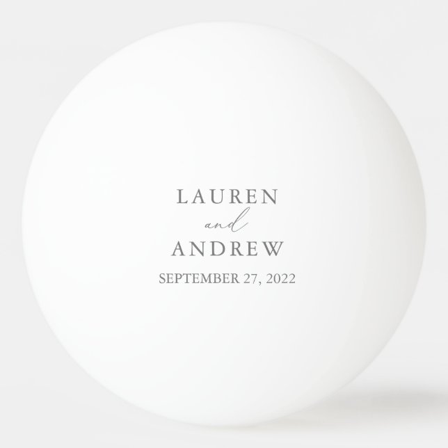 Gray Silver Wedding Personalized Ping Pong Ball (Front)