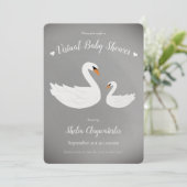 Gray Silver White Swan Bird Virtual Baby Shower Invitation (Standing Front)