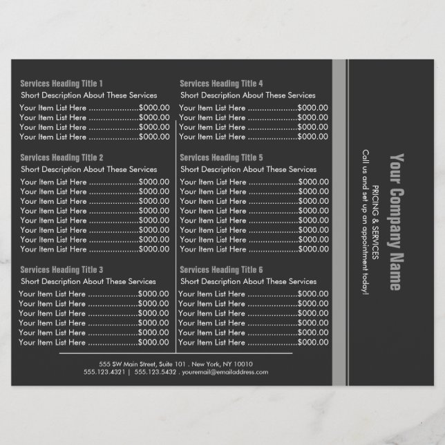 Gray Simple Border Price List 6 Flyer (Front)
