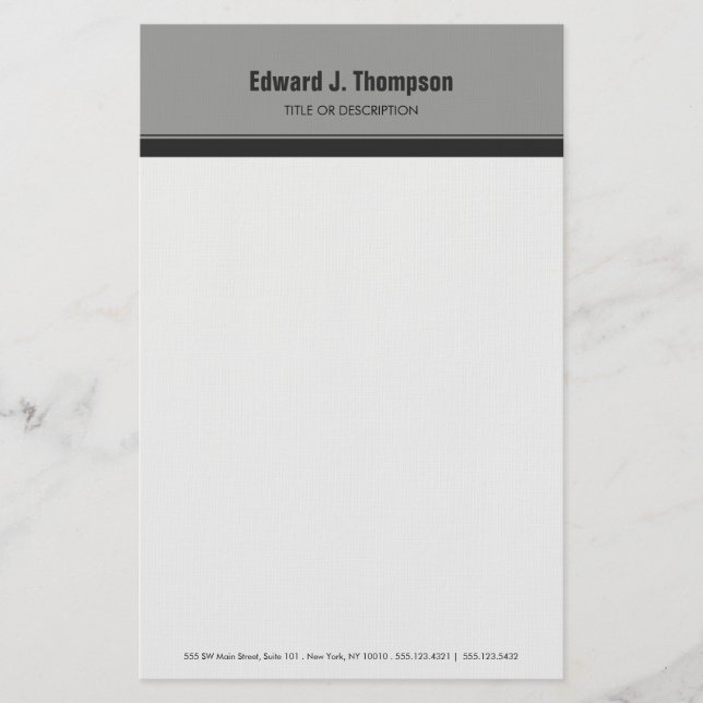 Gray Simple Border Stationery (Front)