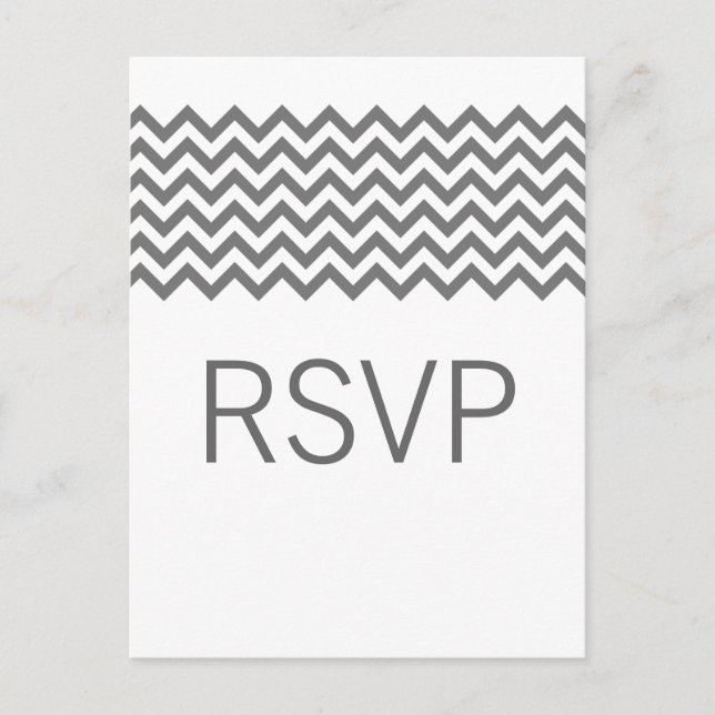 Gray Simple Chevron RSVP Postcard (Front)
