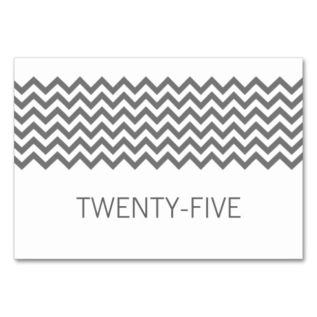 Gray Simple Chevron Table Card (Front)
