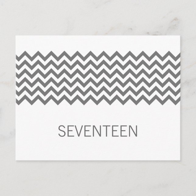 Gray Simple Chevron Table Number Postcard (Front)