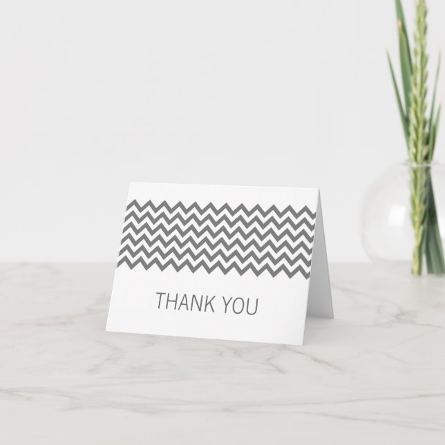 Gray Simple Chevron Thank You Card (Front)
