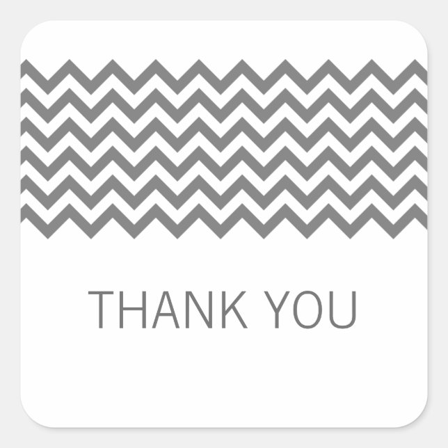 Gray Simple Chevron Thank You Stickers (Front)