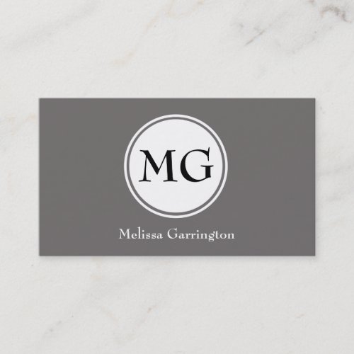 Gray Simple Circle Monogram Custom Business Cards