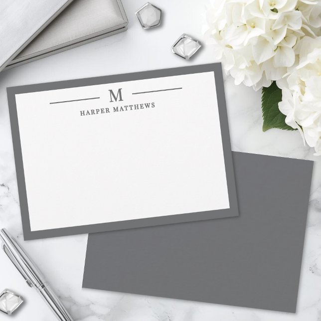 Gray Simple Classic Personalized Stationery Note Card (Gray Simple Classic Personalized Stationery Note Card)