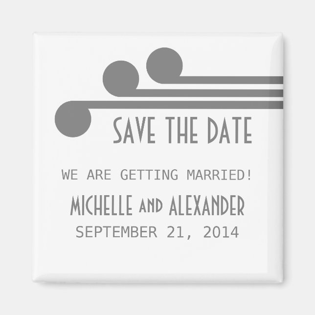 Gray Simple Deco Chic Save the Date Magnet (Front)