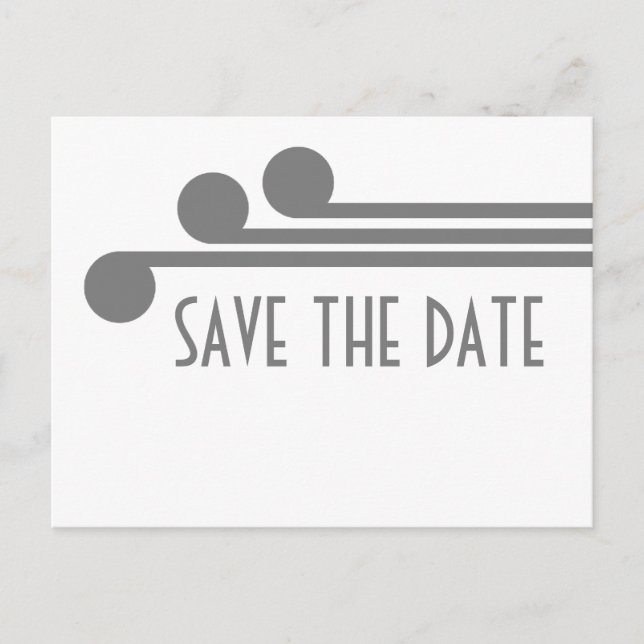 Gray Simple Deco Chic Save the Date Postcard (Front)